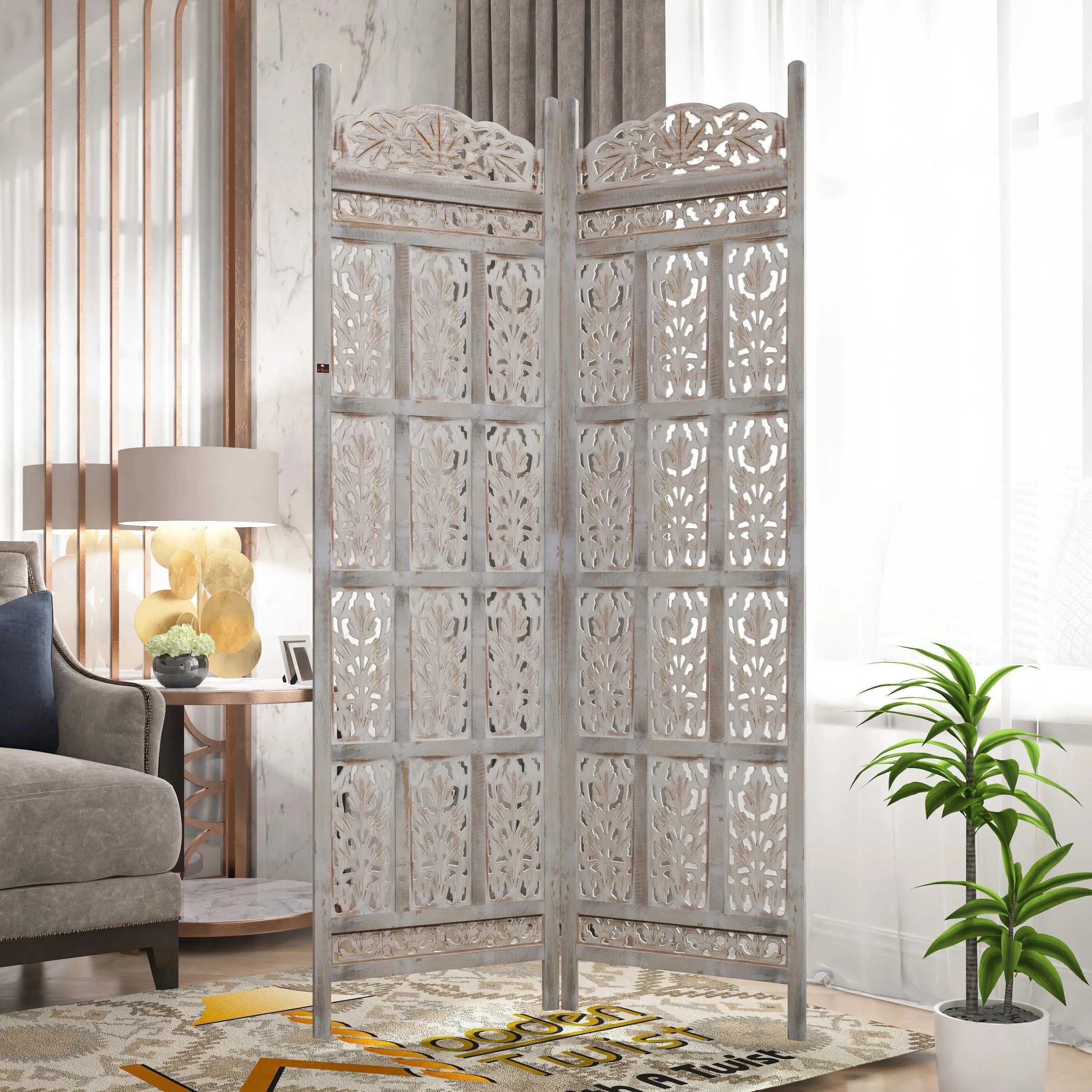 Enhance Your Space with the Timeless Elegance of a Carved Wood Room Divider