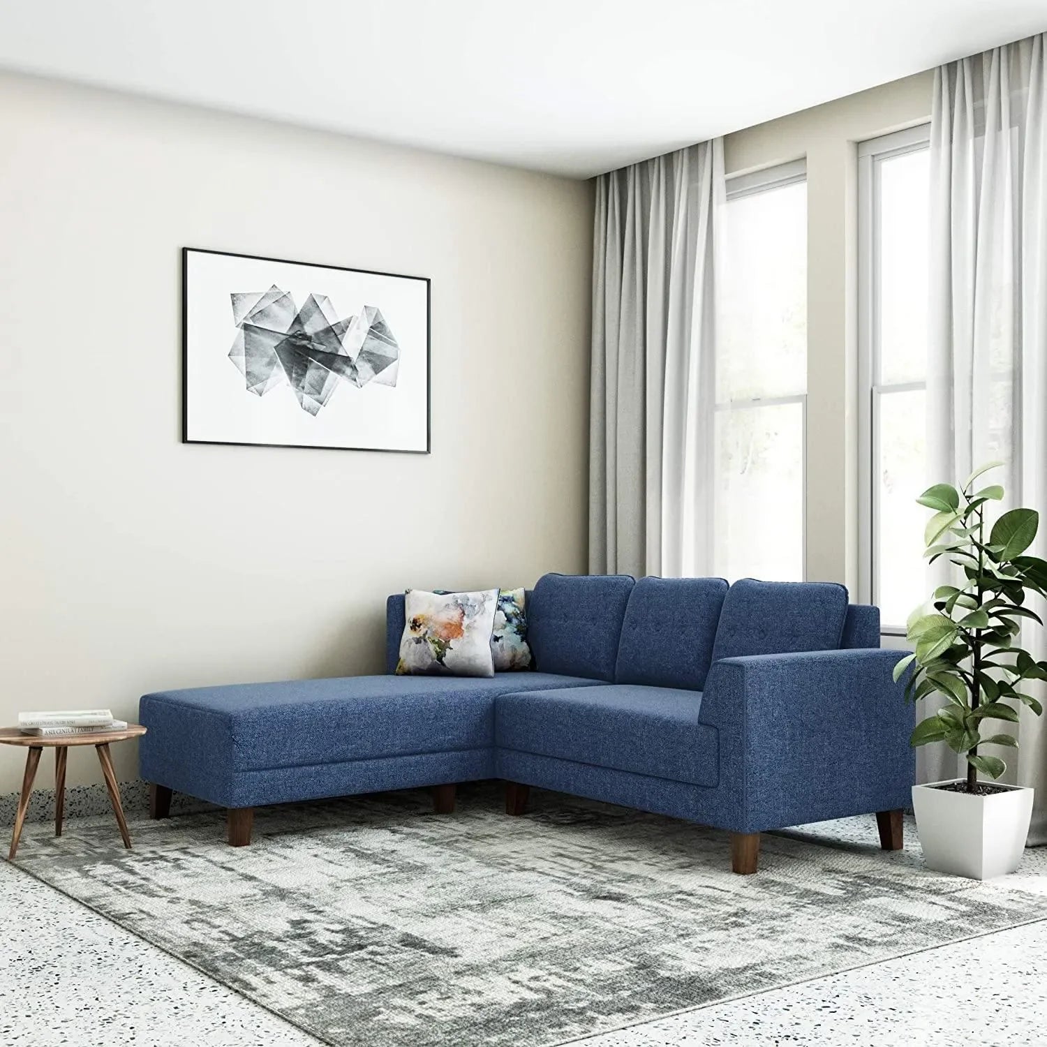 L-shape fabric sectional sofa for Dubai open-plan living room — Wooden Twist UAE