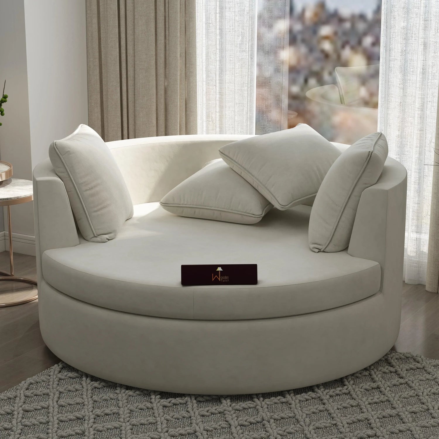 Velvet barrel accent chair for UAE living room — Wooden Twist UAE