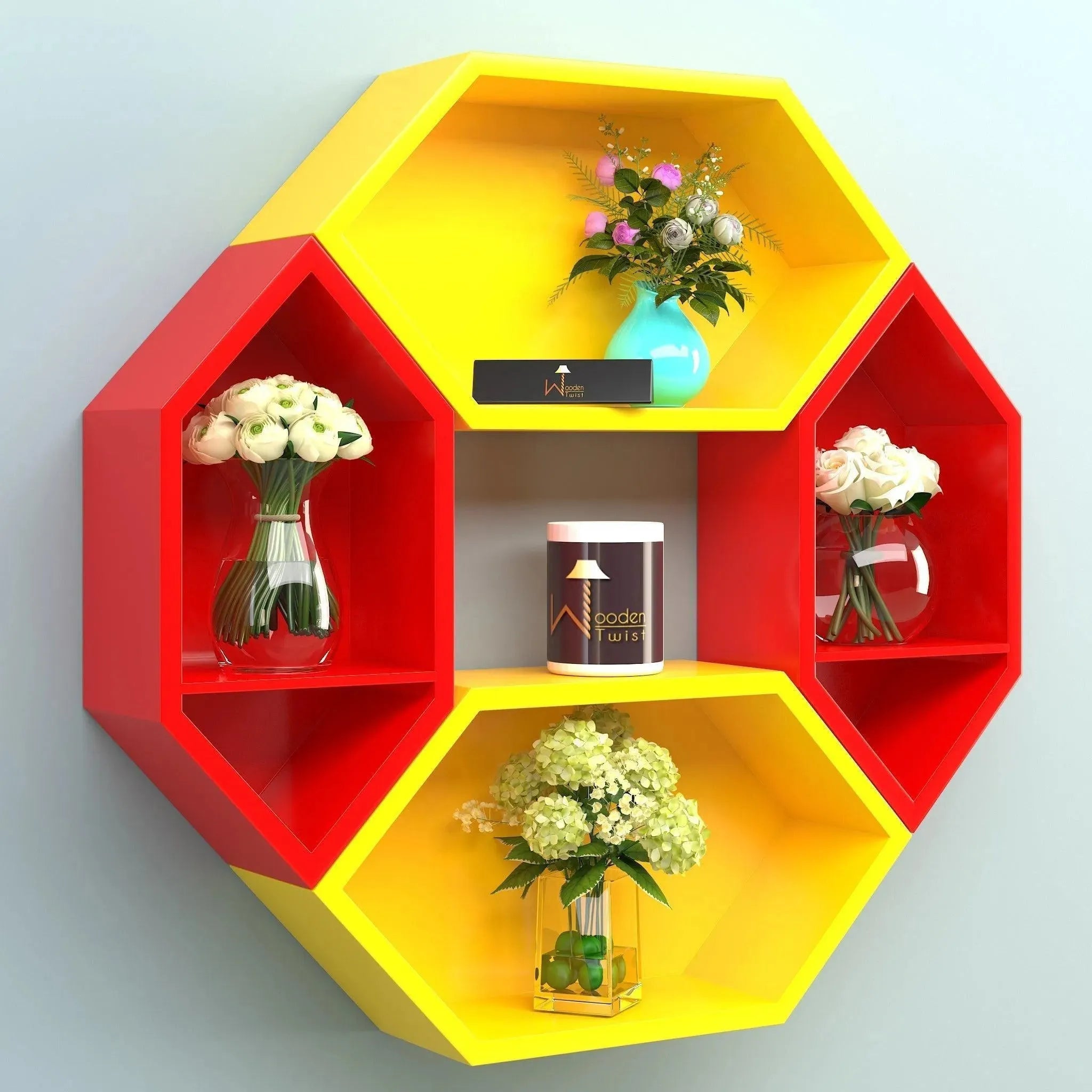 Add a Touch of Modern Charm with Wooden Hexagon Floating Wall Shelves