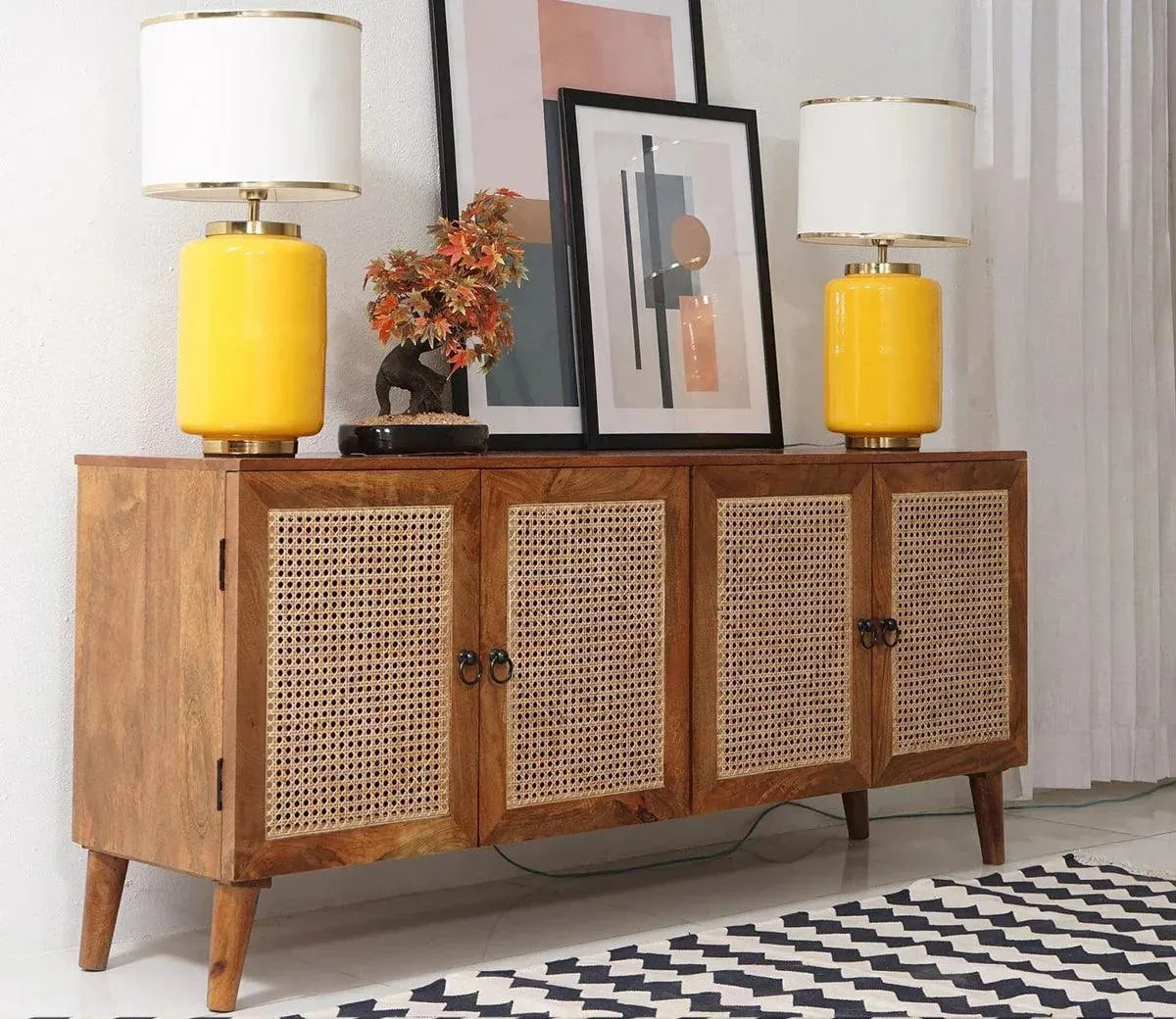 Cane Rattan Mango Wood TV Cabinet: A Perfect Blend of Style and Functionality
