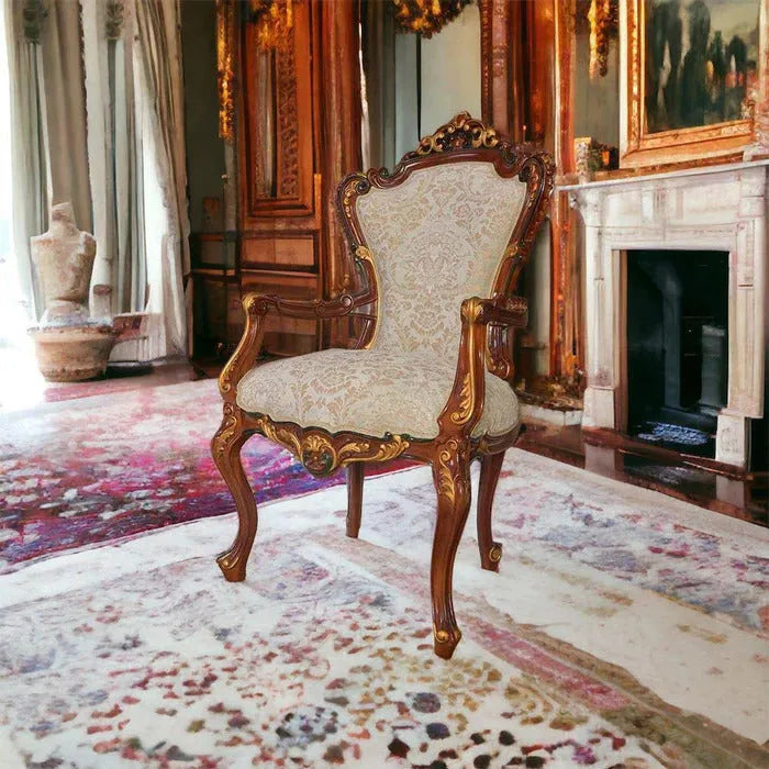 Elegance and Comfort Combined: The Deluxe Teak Wood Living Room Armchairs (Golden)