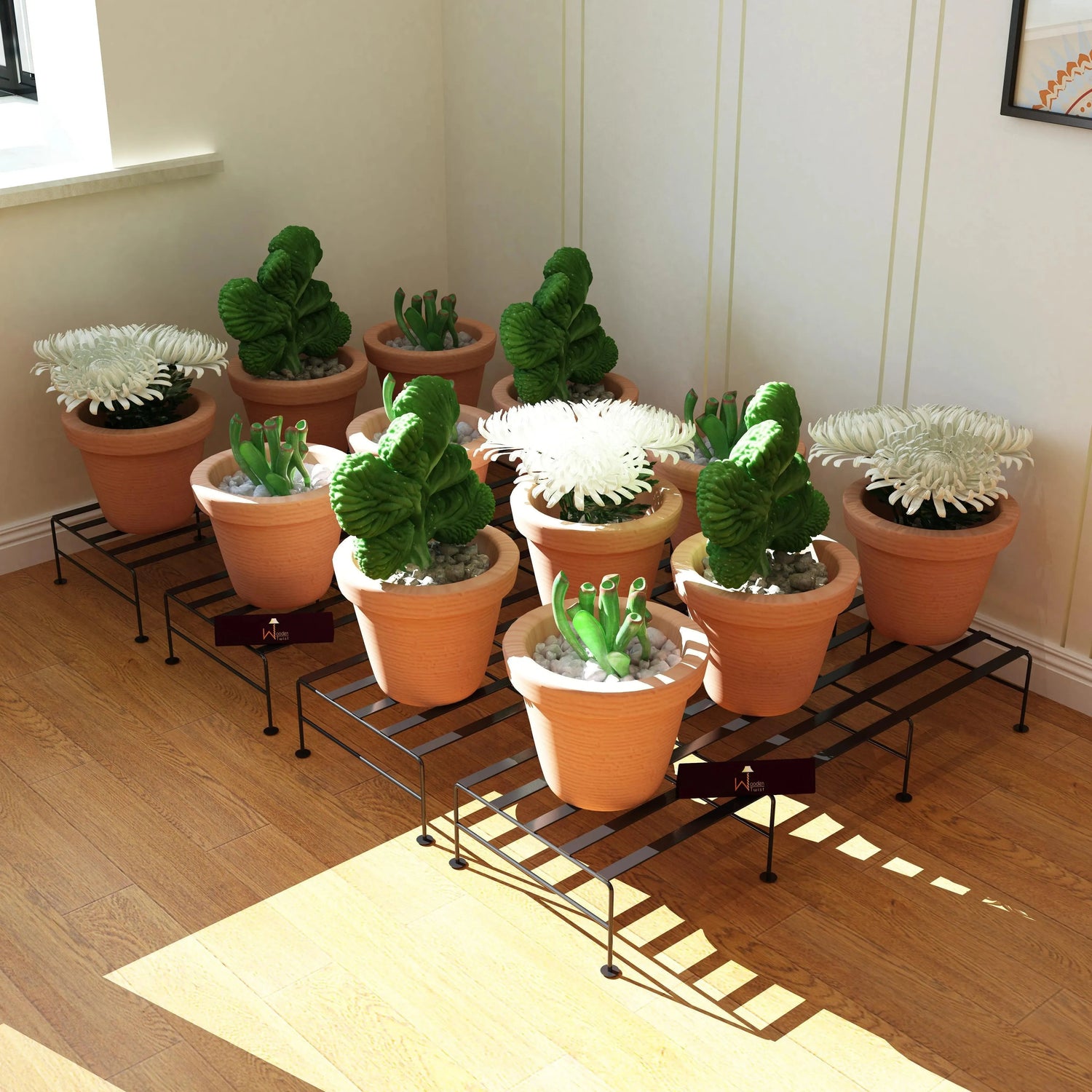 Elevate Your Garden with a Set of 4 Vertical Wrought Iron Planter Stands: A Perfect Blend of Style and Function