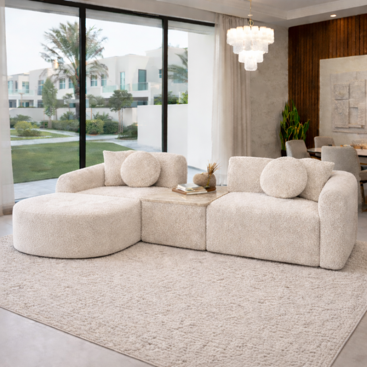 Luxury modern villa furniture setup in UAE by Wooden Twist
