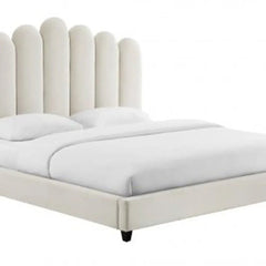 Wooden Twist Keline Velvet Upholstery Rectangular Bed ( Cream ) - Wooden Twist UAE