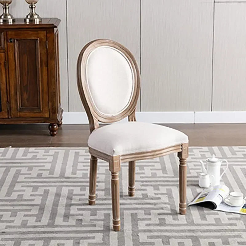 Classic Furniture French Bistro Chair - Vintage Fabric Upholstered, Wood Round Back, Indoor/Outdoor - Wooden Twist UAE