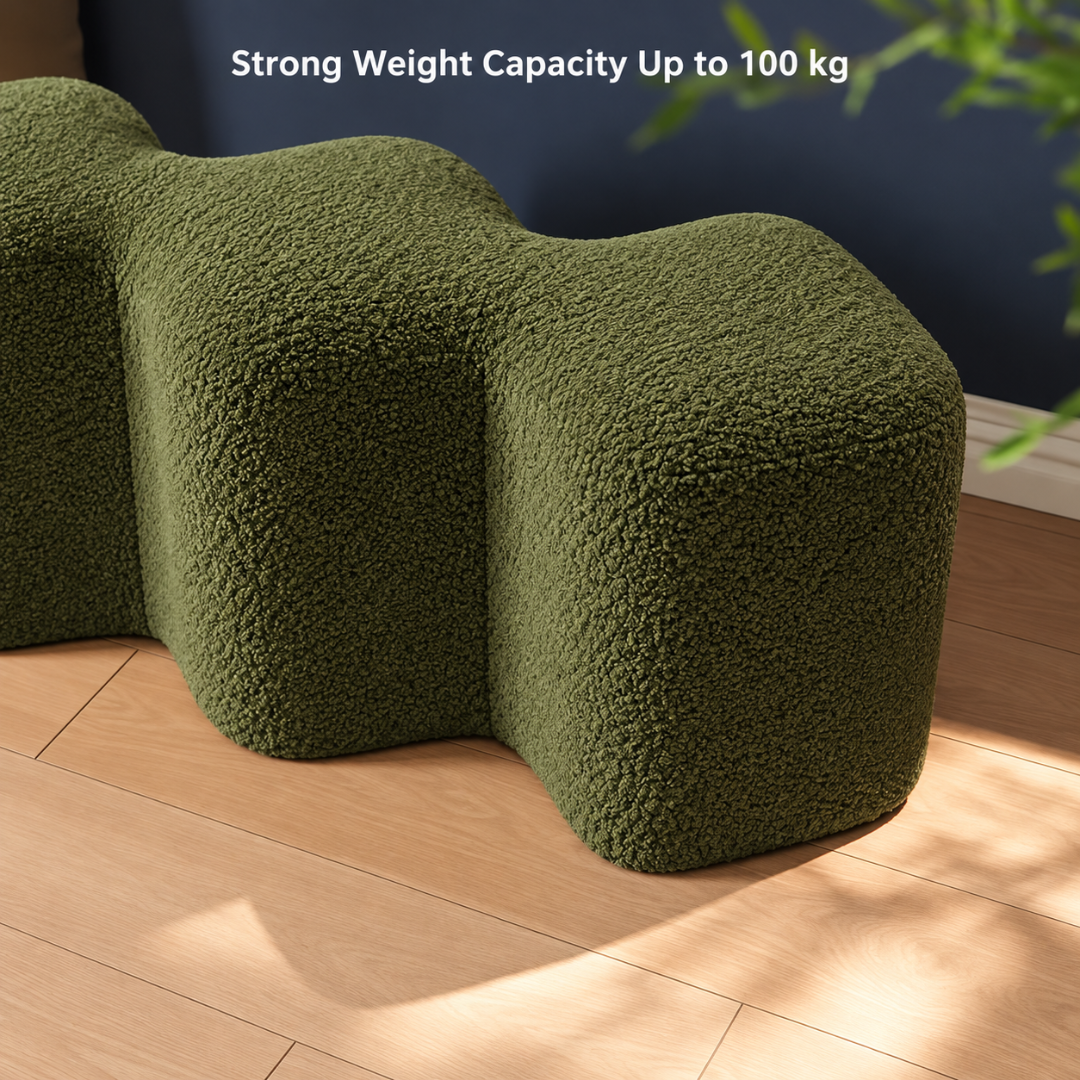 Cloud boucle bench close-up with strong weight capacity up to 100 kg