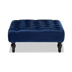 Wooden Twist Tufted Solid Wood Square Shape Velvet Fabric Chowki Vintage Style Ottoman for Living Room Decor - Wooden Twist UAE