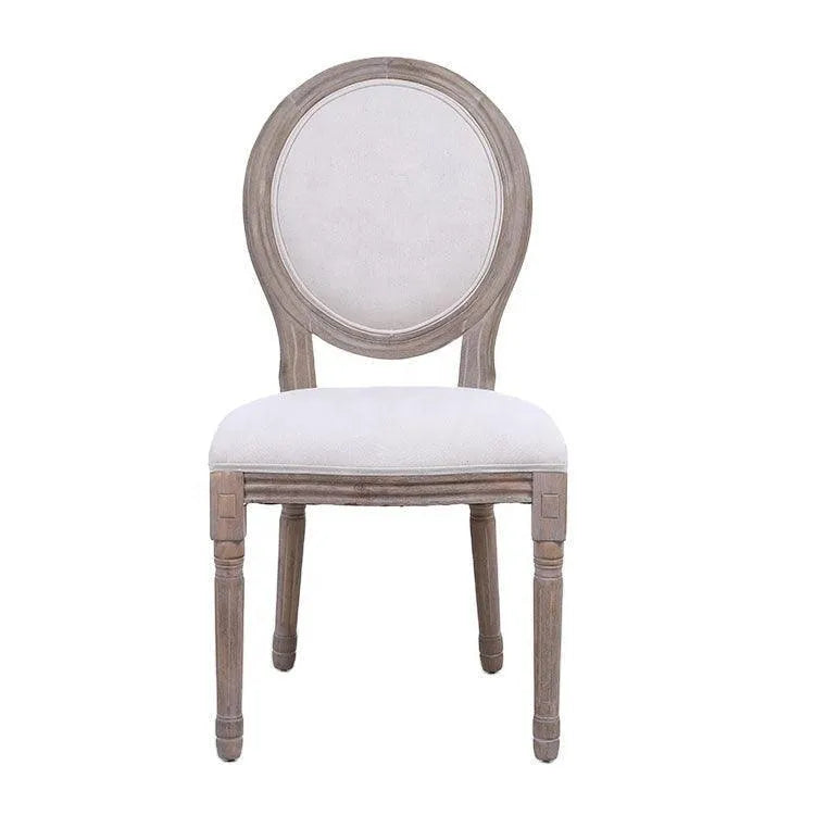 Classic Furniture French Bistro Chair - Vintage Fabric Upholstered, Wood Round Back, Indoor/Outdoor - Wooden Twist UAE