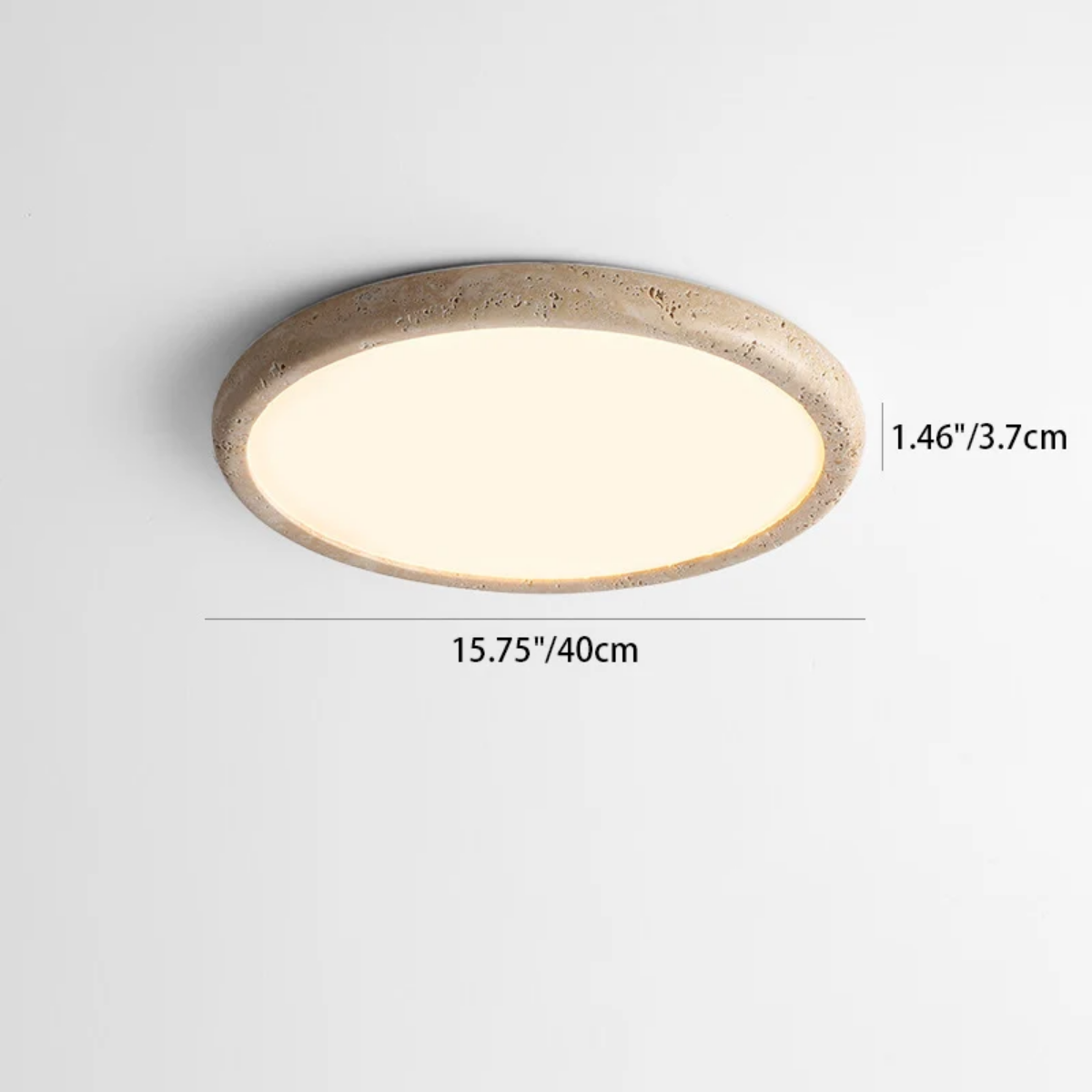 Zenora Travertine LED Ceiling Light 40 cm dimensions - 40cm / 15.75 inch diameter, 3.7cm / 1.46 inch height