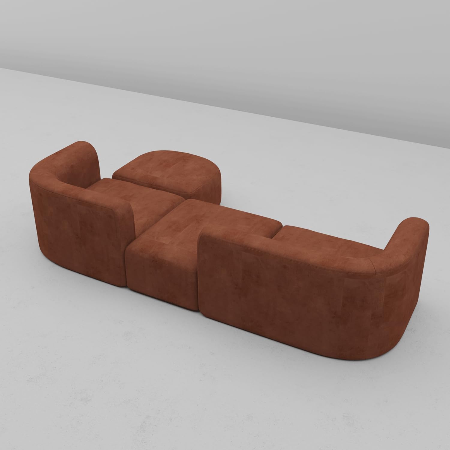 Wooden Twist Velvet Sectional Sofa Tangerine 4 Seater Modular - Cushion Close-Up