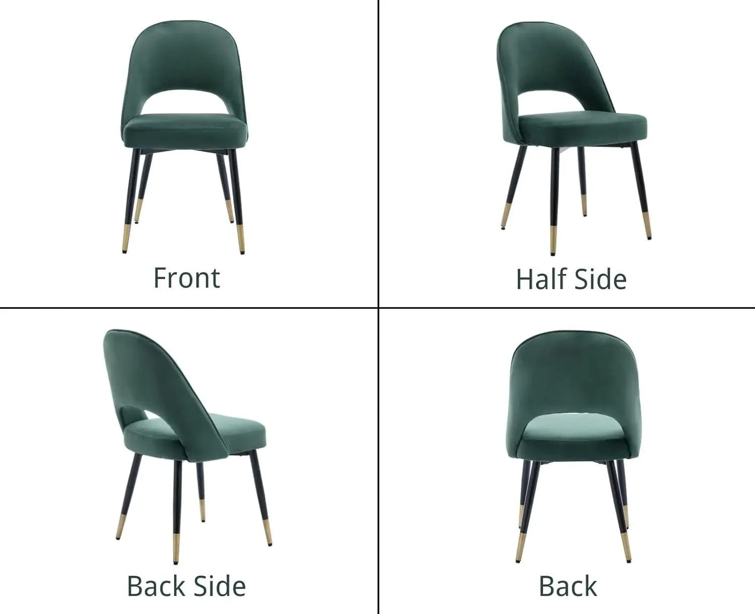Wooden Twist Modern Stylish Loop Backrest Velvet Upholstery Cafe Dining Chairs with Metal Legs (Set of 2) - Wooden Twist UAE