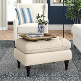 Tufted Stool Footstool Sofa Couch for Living Room Bedroom Office - Wooden Twist UAE