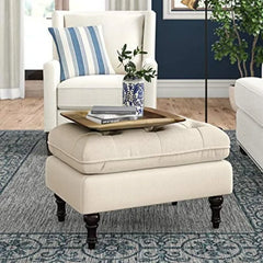 Tufted Stool Footstool Sofa Couch for Living Room Bedroom Office - Wooden Twist UAE