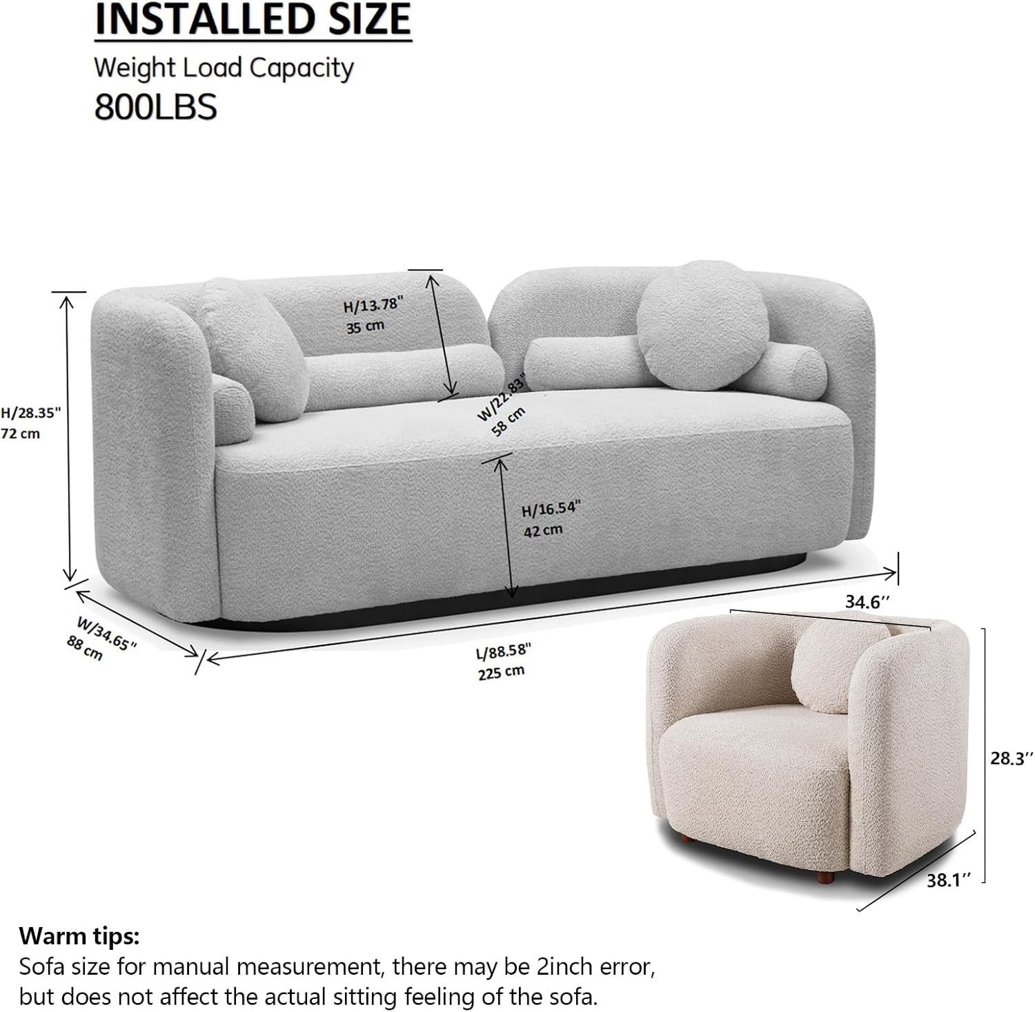 Wooden Twist Beige 4-Seater Sofa Set - 2-Piece Sofa & Chair Full View
