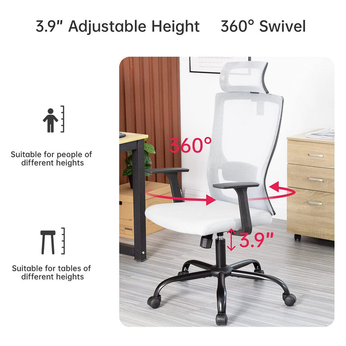 Wooden Twist Office Desk Chair Adjustable Height Nylon 360° Swivel Mesh Backrest Firm Armrest and Head Pillow for Ultimate Comfort and Style - Wooden Twist UAE