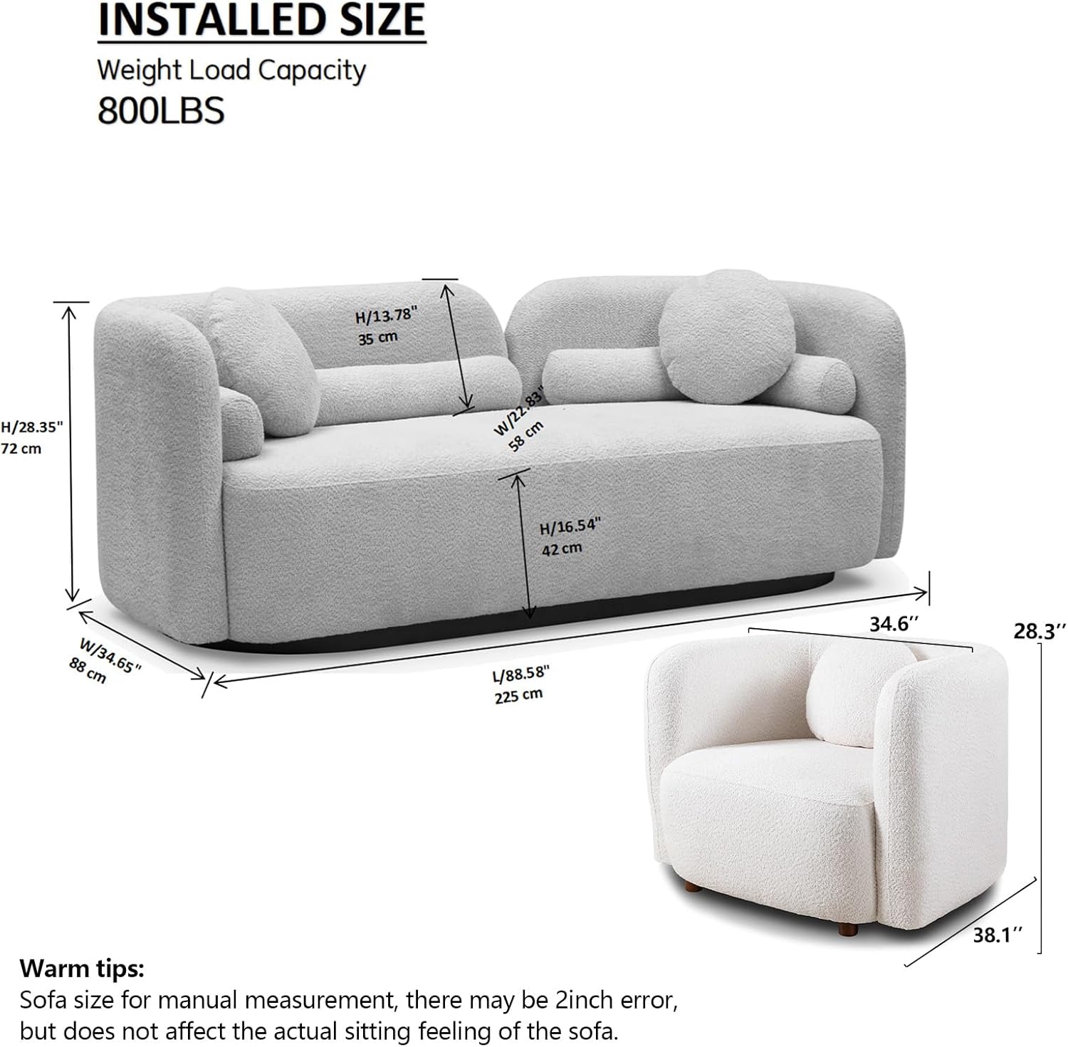 Wooden Twist White 4-Seater Sofa Set - 2-Piece Sofa & Chair Full View