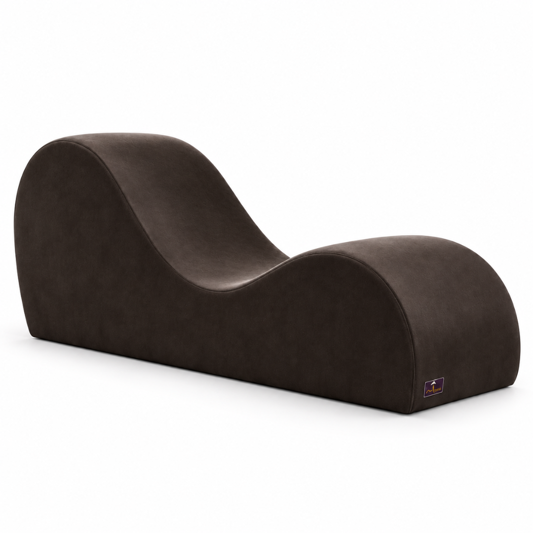 Wooden Twist Armless Velvet Wave Chaise Lounge Brown – Side View