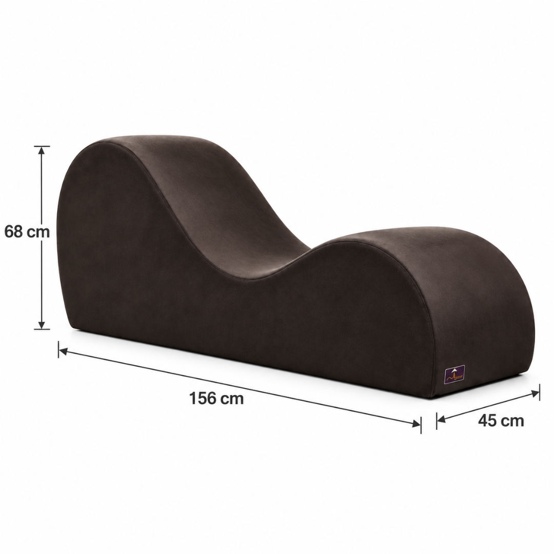 Wooden Twist Armless Velvet Wave Chaise Lounge Brown – Dimensions 156 x 45 x 68 cm