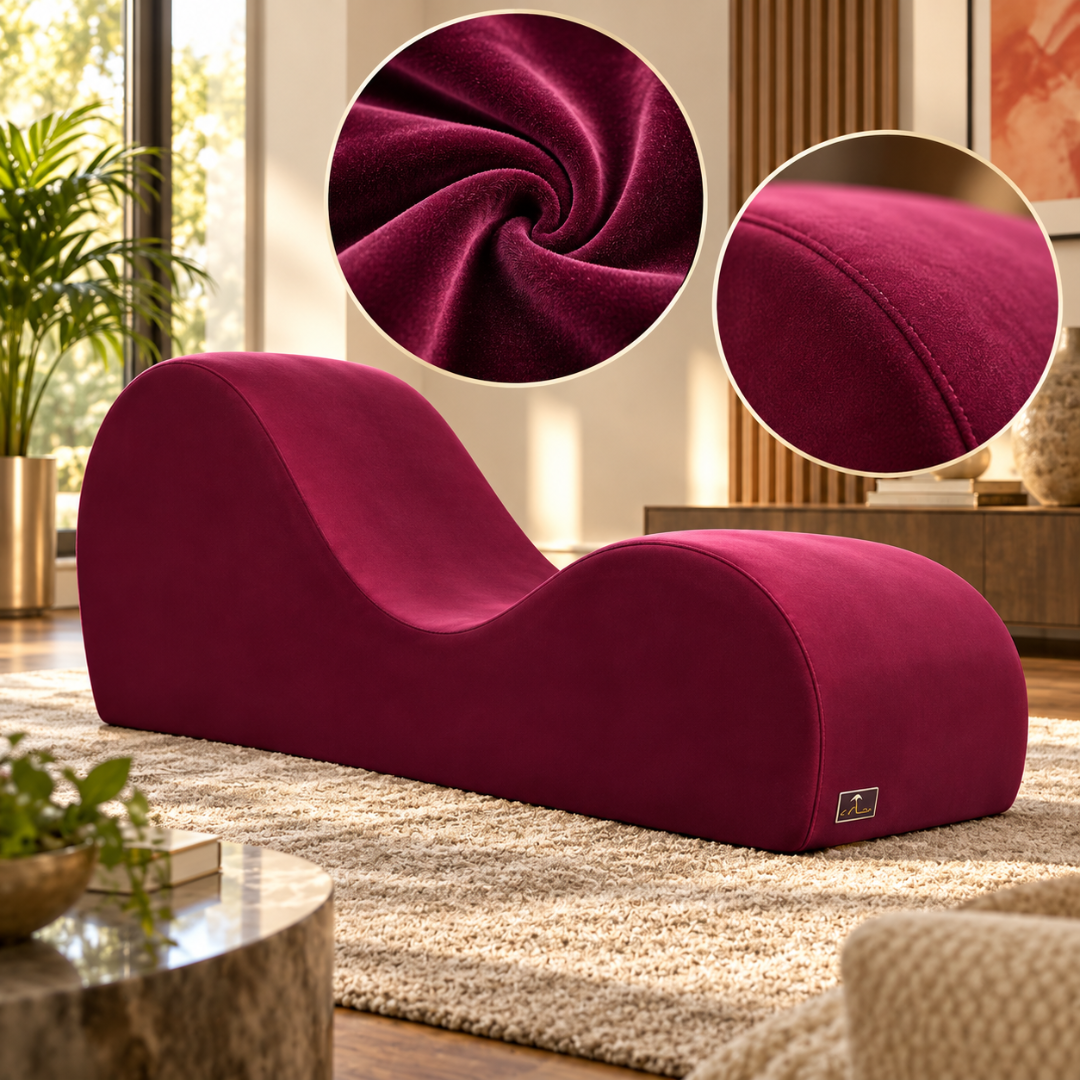 Wooden Twist Armless Velvet Wave Chaise Lounge Pink – Living Room with Velvet Close-Ups