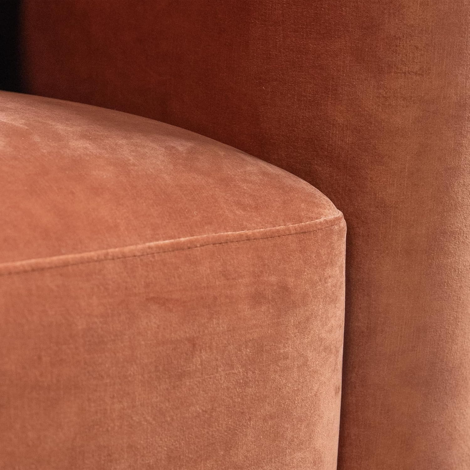 Wooden Twist Velvet Sectional Sofa Tangerine 3 Seater - Full Room