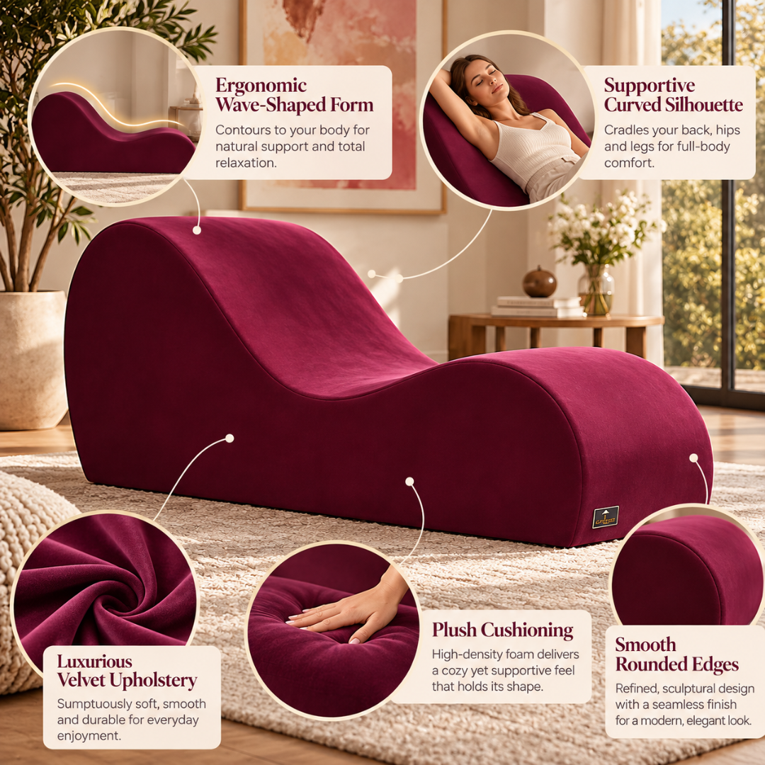 Wooden Twist Armless Velvet Wave Chaise Lounge Pink – Features: Ergonomic Wave Form, Velvet Upholstery, Plush Cushioning