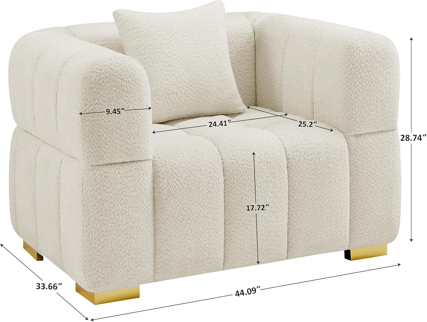 Wooden Twist Cloud Boucle Chair - White Set of 2 Accent Chair Side View
