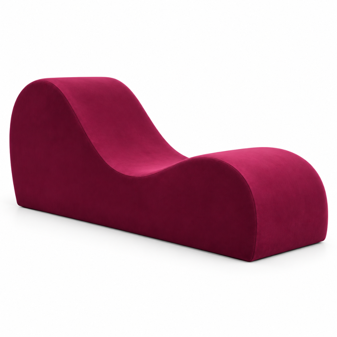 Wooden Twist Armless Velvet Wave Chaise Lounge Pink – Angle View