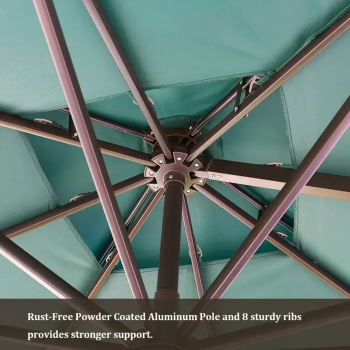 Wooden Twist Sunshade Aluminium Garden Umbrella with Rotating Handle Stylish Outdoor Patio Decor and UV-Resistant Canopy