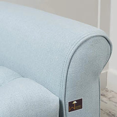 Wooden Twist Zamansız Button Tufted Design Premium Wood 2 Seater Storage Bench (Light Sky) - Wooden Twist UAE