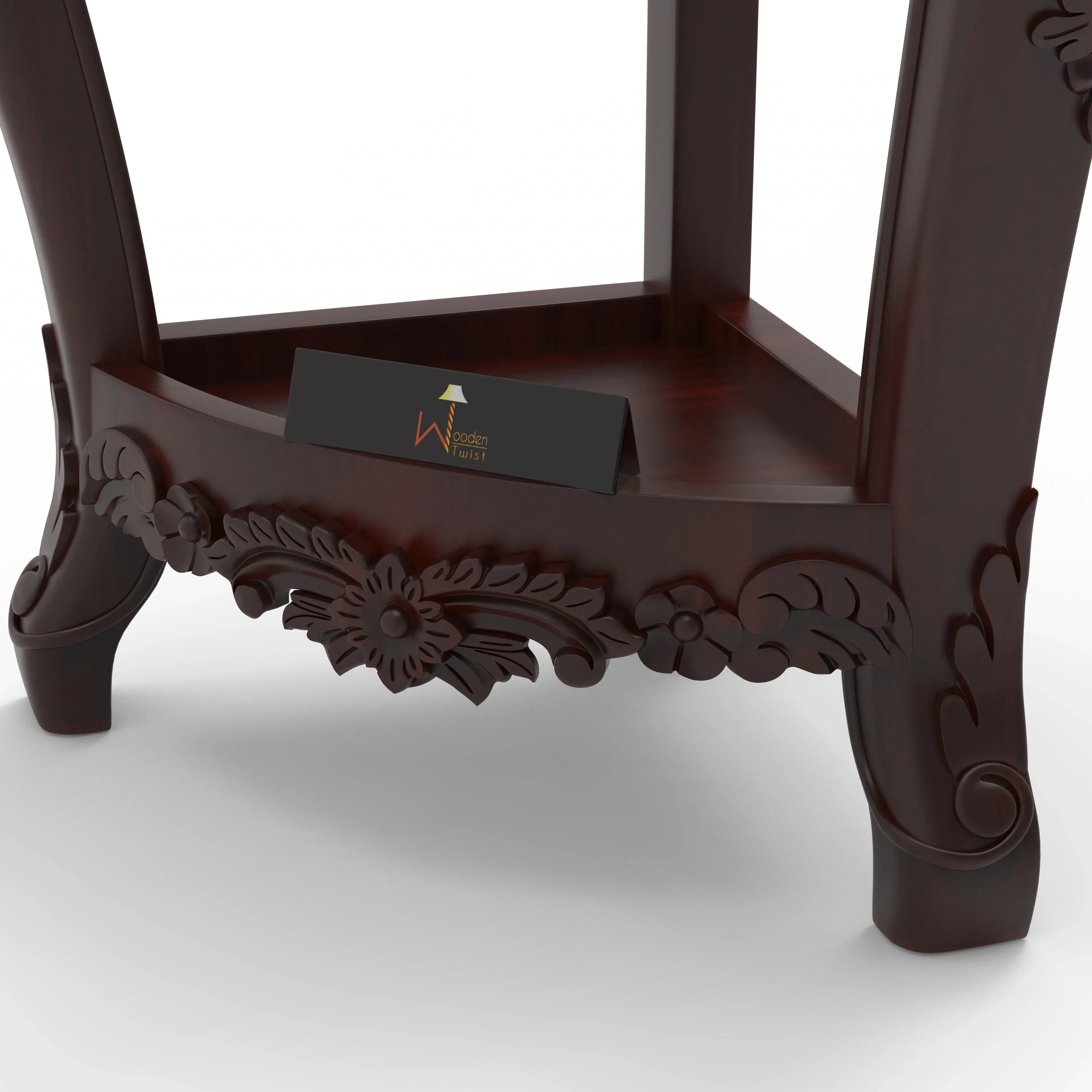 Wooden Twist Seizure Hand Carved Antique Teak Wood Corner End Table - Wooden Twist UAE