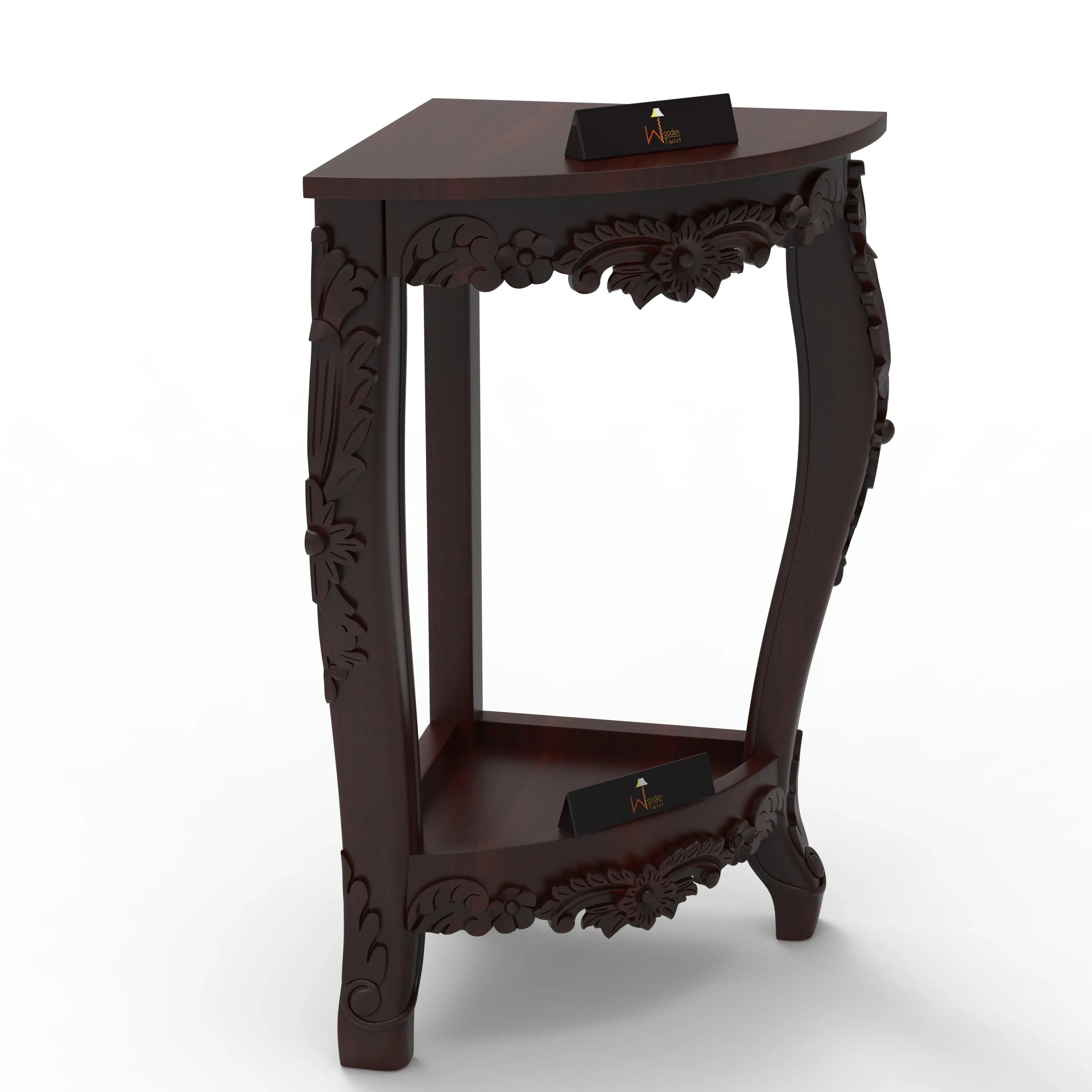 Wooden Twist Seizure Hand Carved Antique Teak Wood Corner End Table - Wooden Twist UAE