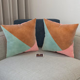 Wooden Twist Abstract Square Velvet Cushion Cover Set of 2 ( Multicolor ) - Wooden Twist UAE