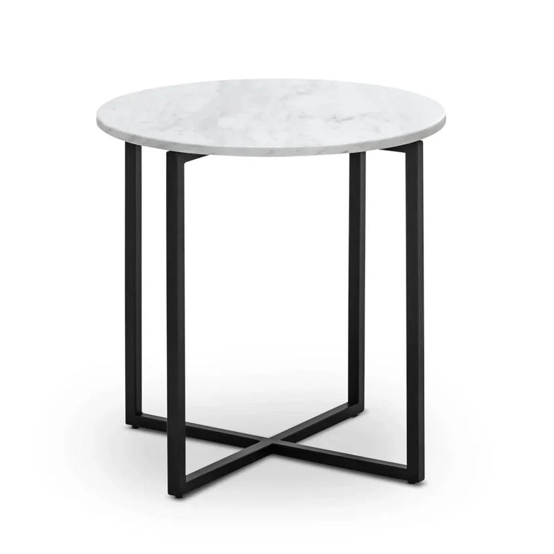Round marble top end table