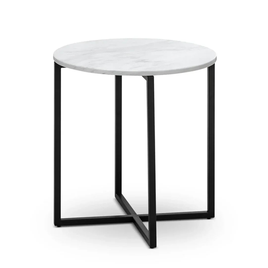 Round marble top end table