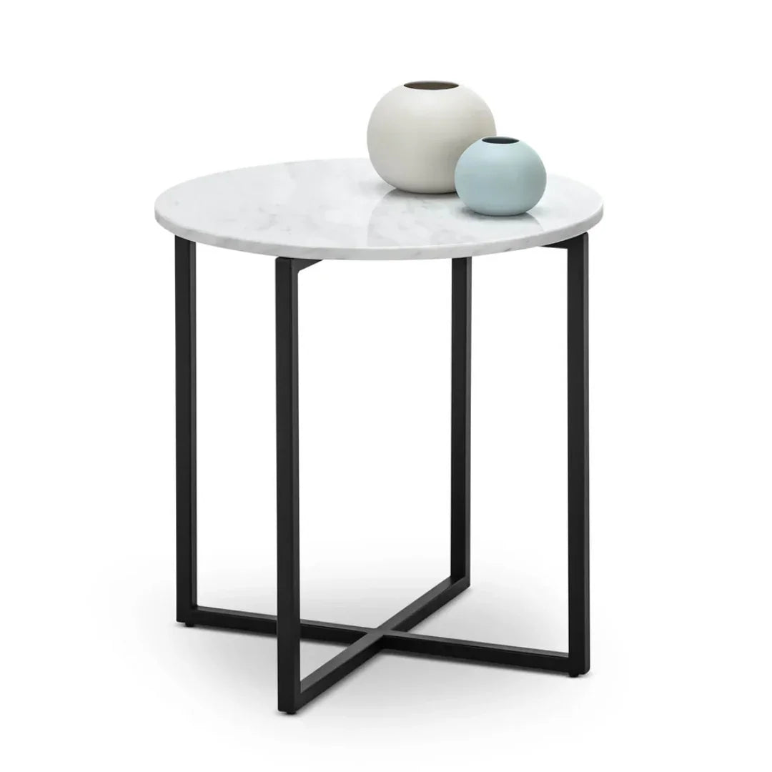 Round marble top end table