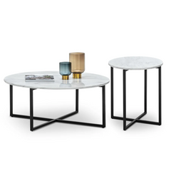 Round marble top end table