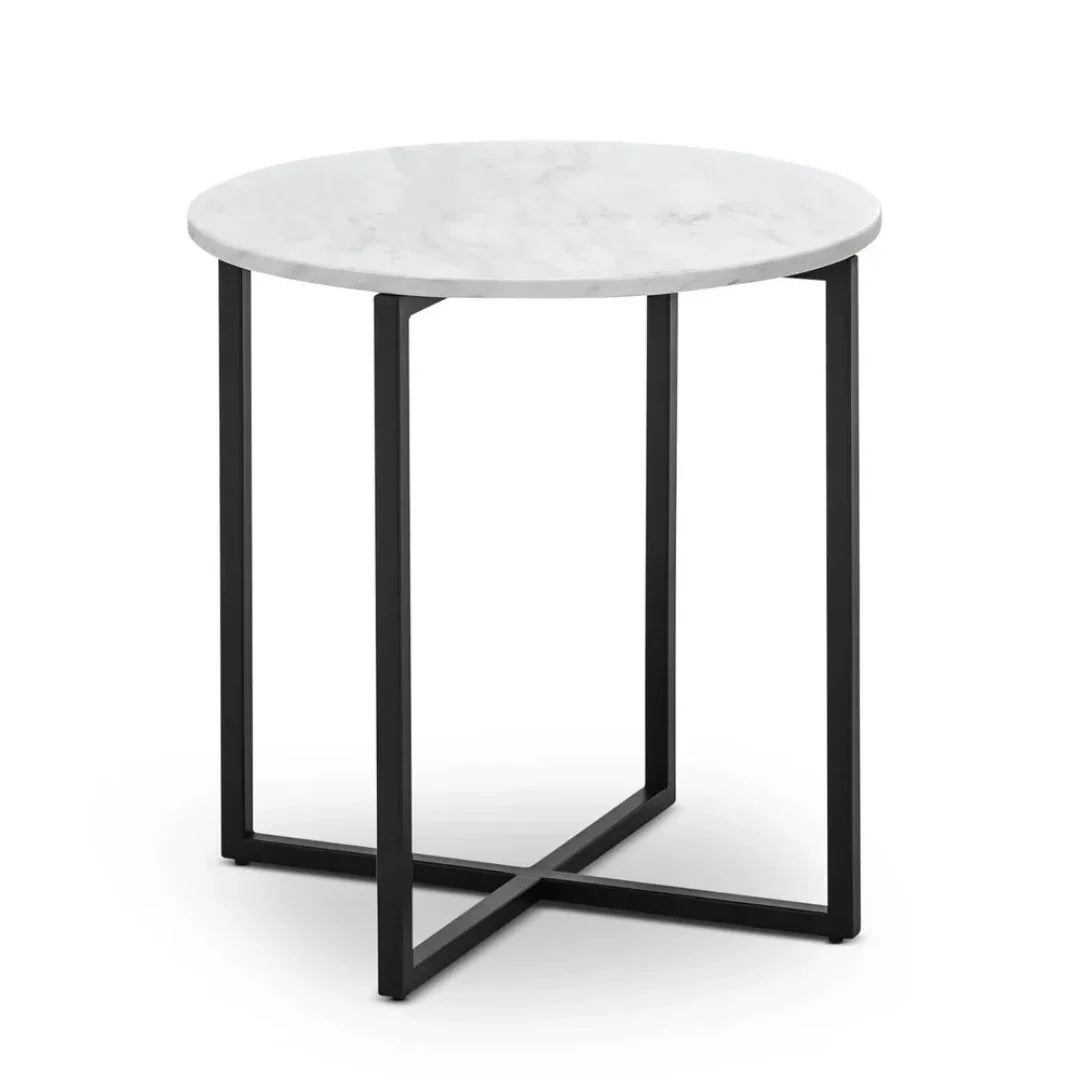 Round marble top end table