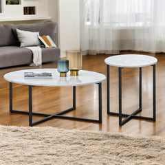 Round marble top end table