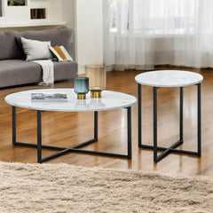 Round marble top end table