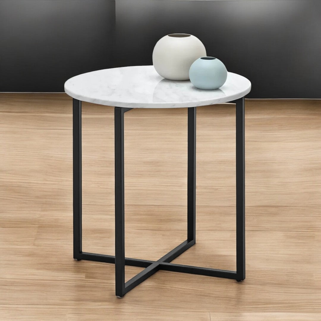Round marble top end table