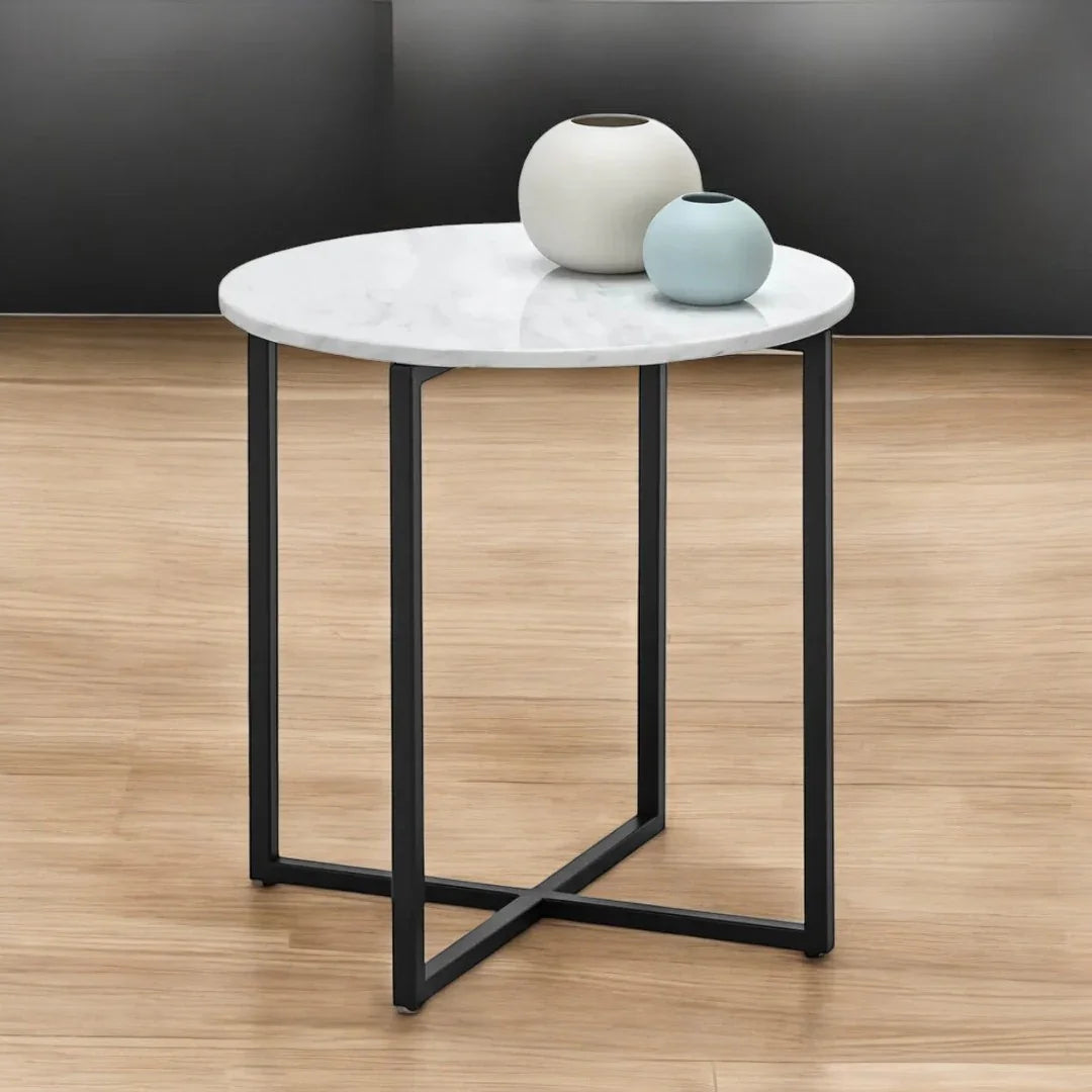 Round marble top end table