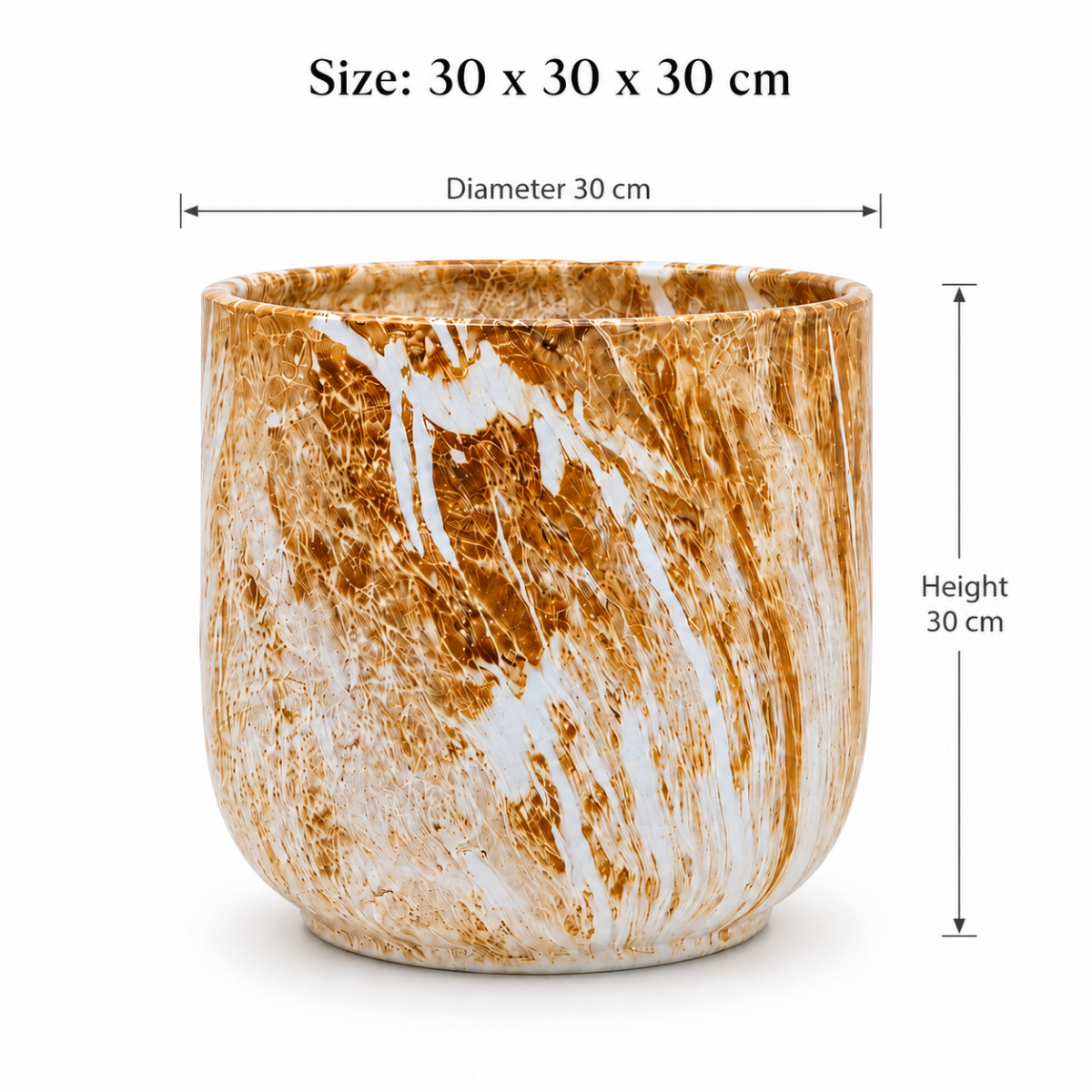 Wooden Twist Premium Round Ceramic Plant Pot for Balcony & Garden