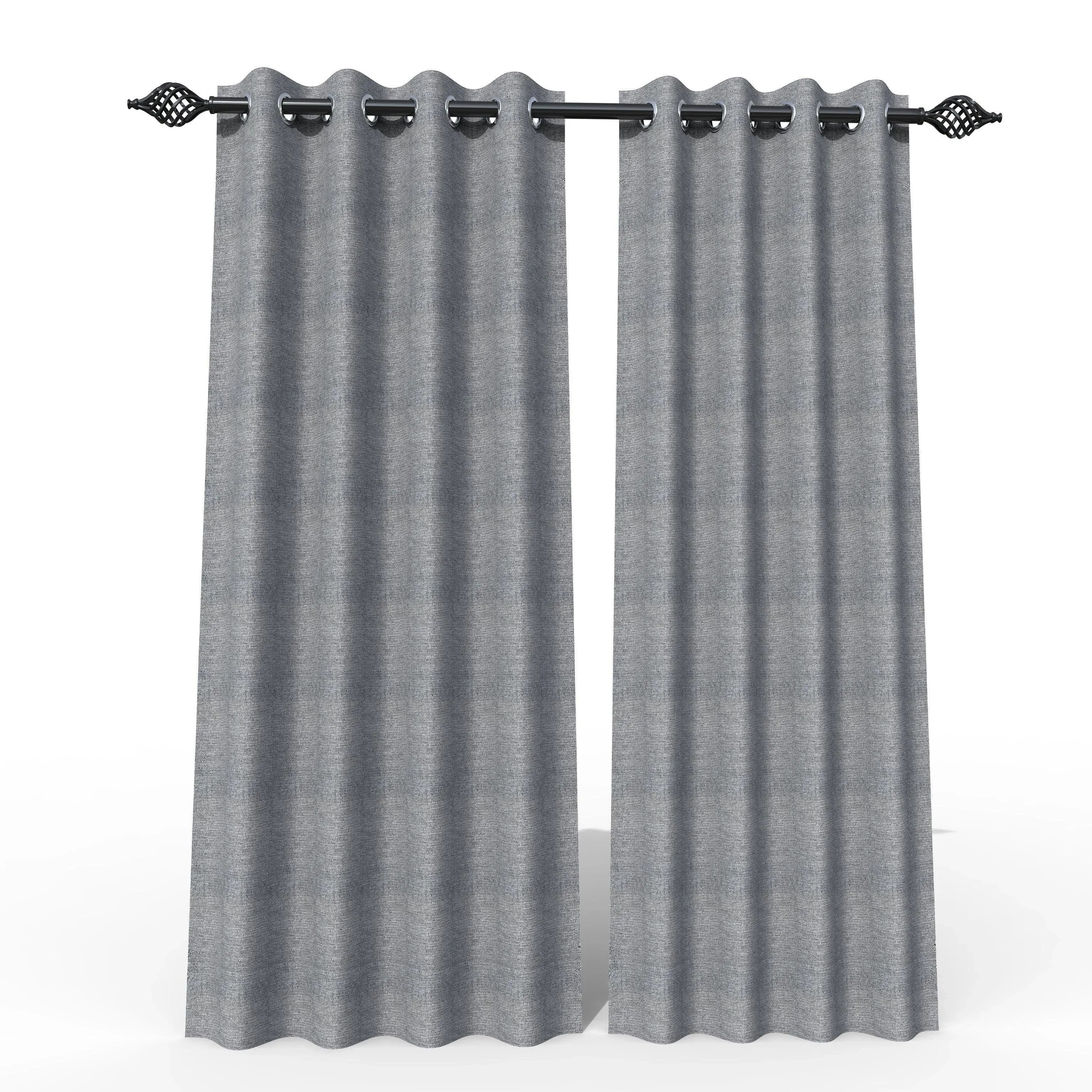 Fabrahome Light Filtering 7 Ft Rectangular Jute Fabric Curtain ( Dark Grey ) - Wooden Twist UAE