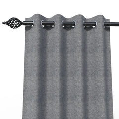 Fabrahome Light Filtering 7 Ft Rectangular Jute Fabric Curtain ( Dark Grey ) - Wooden Twist UAE