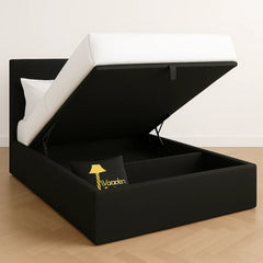 Wooden Twist Dnbeu Hydraulic Storage Bed In Soft Fabric ( Black )