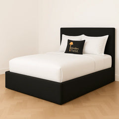 Wooden Twist Dnbeu Hydraulic Storage Bed In Soft Fabric ( Black )
