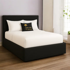 Wooden Twist Dnbeu Hydraulic Storage Bed In Soft Fabric ( Black )