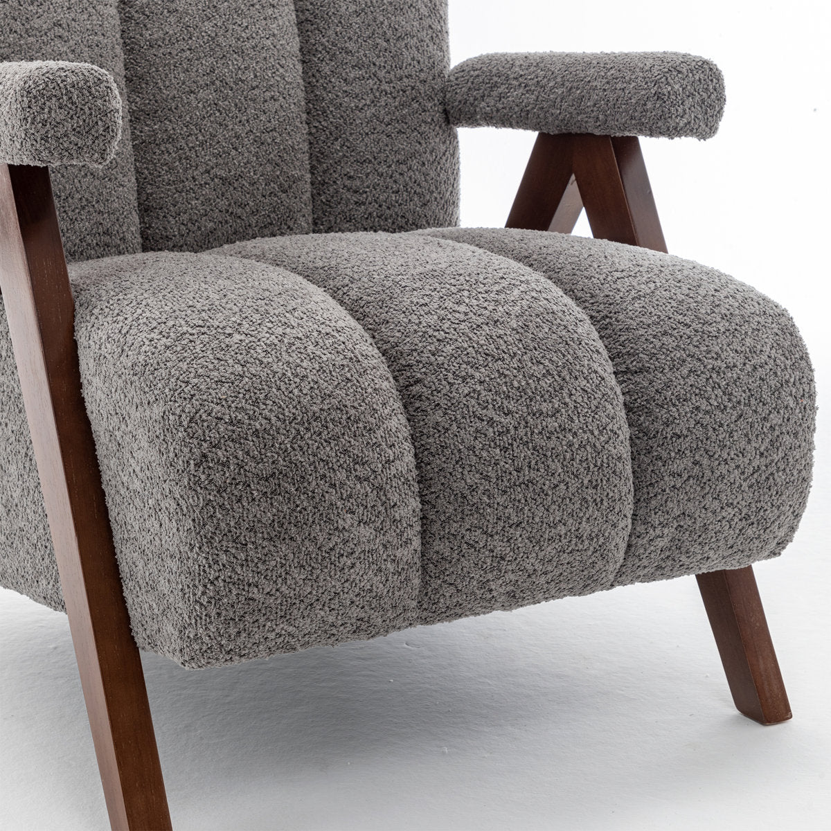 Dormon Boucle Armchair Gray Side View - Wooden Twist UAE