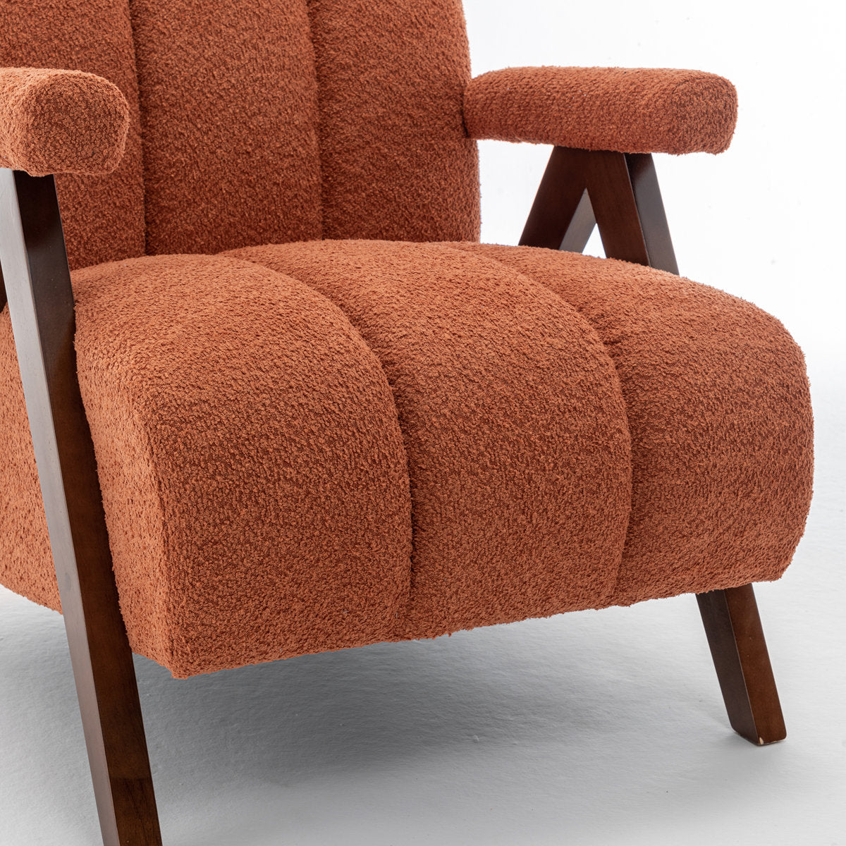 Dormon Boucle Armchair Orange Side View - Wooden Twist UAE